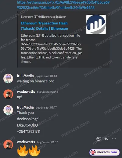 Buyer feedback screenshot posted on the Mexaccs Telegram channel on 15 Jul 2023
