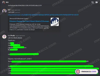 Buyer feedback screenshot posted on the Mexaccs Telegram channel on 13 Jan 2024