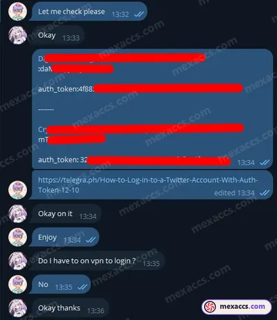 Buyer feedback screenshot posted on the Mexaccs Telegram channel on 16 Mar 2024