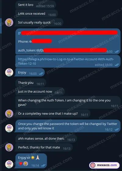 Buyer feedback screenshot posted on the Mexaccs Telegram channel on 25 May 2024