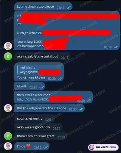 Buyer feedback screenshot posted on the Mexaccs Telegram channel on 28 Jul 2024