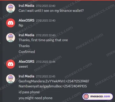Buyer feedback screenshot posted on the Mexaccs Telegram channel on 12 Jul 2023