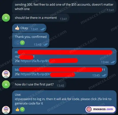 Buyer feedback screenshot posted on the Mexaccs Telegram channel on 24 Sep 2024
