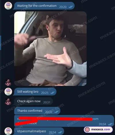 Buyer feedback screenshot posted on the Mexaccs Telegram channel on 23 Jul 2023