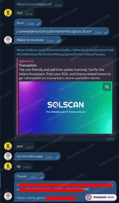 Buyer feedback screenshot posted on the Mexaccs Telegram channel on 27 Dec 2024