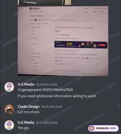 Buyer feedback screenshot posted on the Mexaccs Telegram channel on 12 Jul 2023