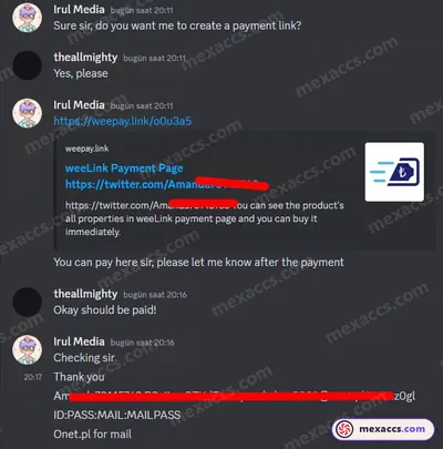 Buyer feedback screenshot posted on the Mexaccs Telegram channel on 27 Jul 2023