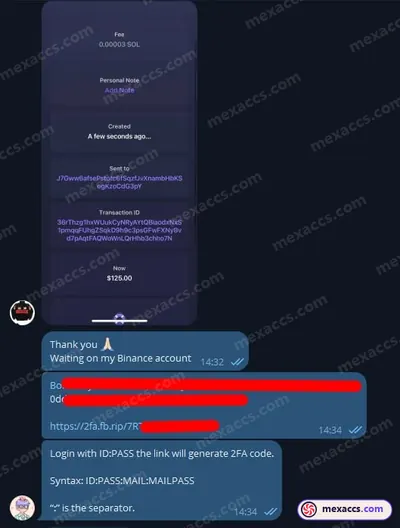 Buyer feedback screenshot posted on the Mexaccs Telegram channel on 17 Mar 2025 (2k account has been sold)