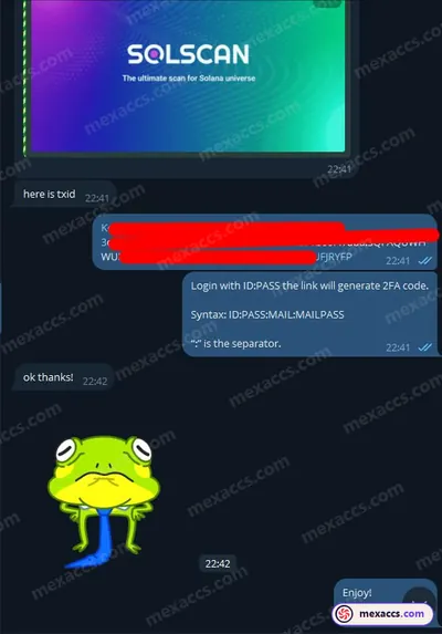 Buyer feedback screenshot posted on the Mexaccs Telegram channel on 31 Mar 2025 (2k account has been sold)