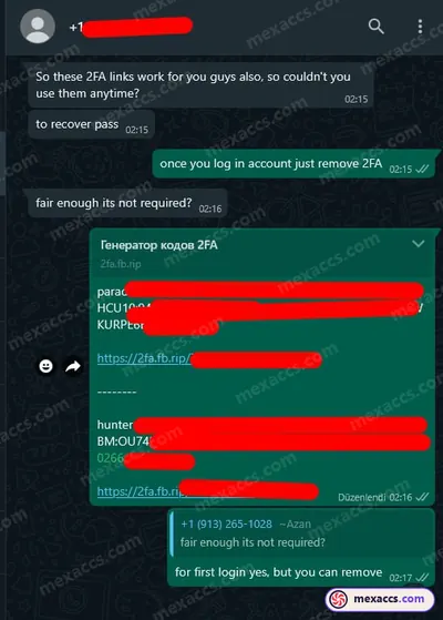 Buyer feedback screenshot posted on the Mexaccs Telegram channel on 14 May 2025 (10k & 20k account has been sold)