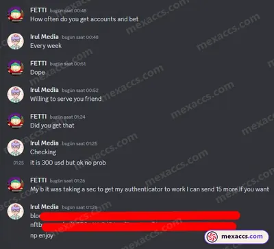 Buyer feedback screenshot posted on the Mexaccs Telegram channel on 11 Sep 2023